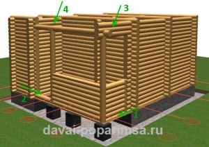 Деревянная баня 5&times;6 метров &ndash; чертежи бревенчатых стен