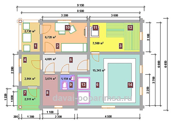 Баня с бассейном 6&times;8.5 метров