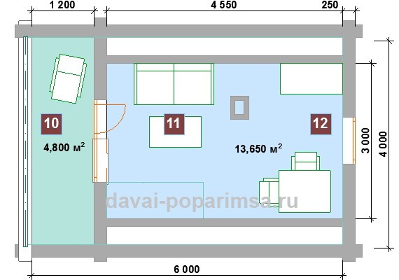 Баня с мансардой 4&times;6 метров