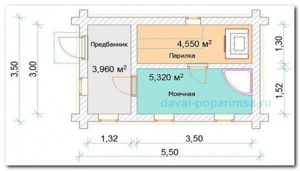 Планы бань на 6-8 человек