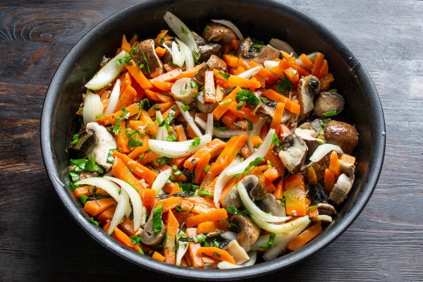 Королевские шампиньоны с овощами для тех, кто постится